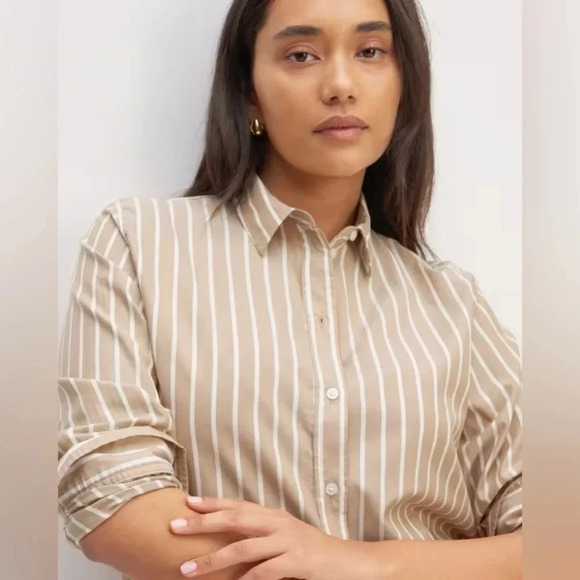 EVERLANE NEW NWT WOMENS TOPS BLOUSE SILKY COTTON SHIRT SIZE SMALL - Picture 3 of 9